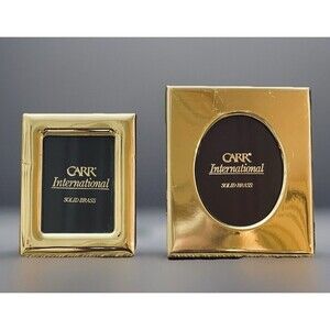 SOLD- CARR International Solid Brass Miniature Photo Frames Lot of Two Desktop